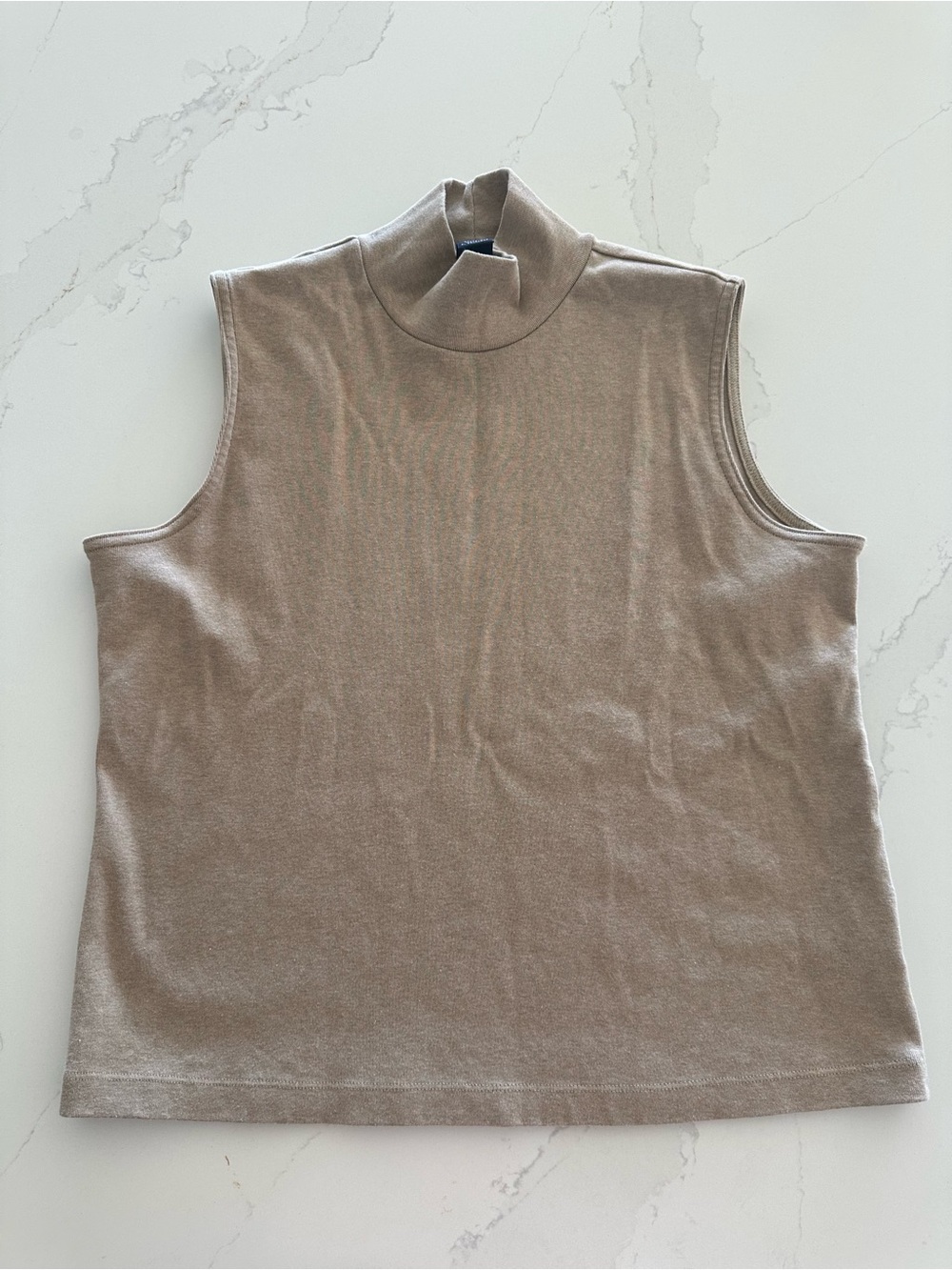 Lands’ End 100% Cotton Mock Neck Sleeveless Top
